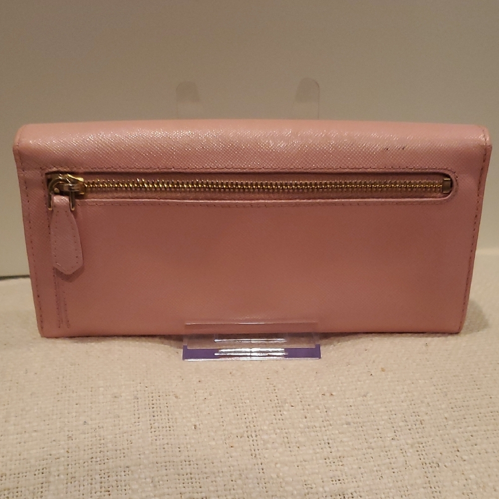 Prada Pink Saffiano Leather Wallet with Bow Detail - Picture 2 of 16